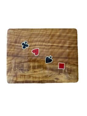 Vintage wooden lacquered box with playing cards. Good Conditions